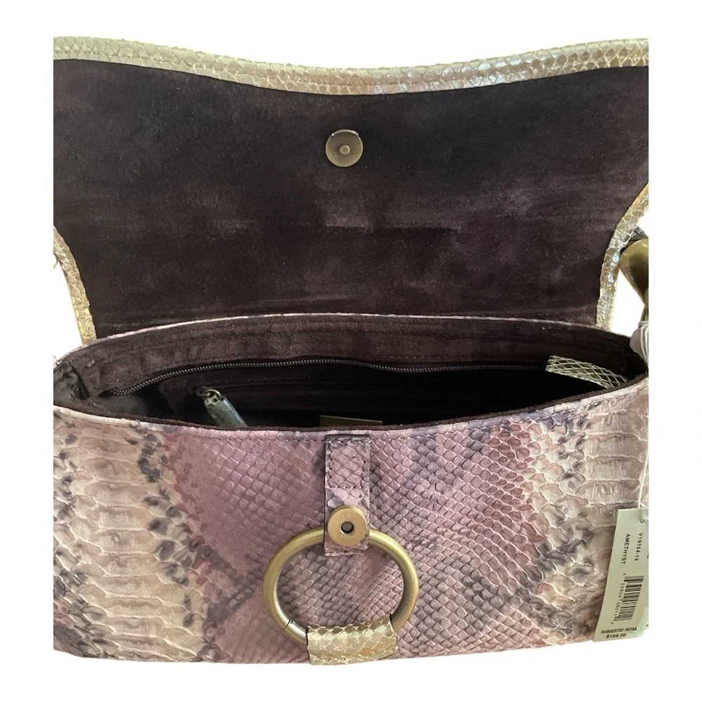 NWT Adrienne Vittadini Python Pattern Shoulder Bag with Gold Trim.